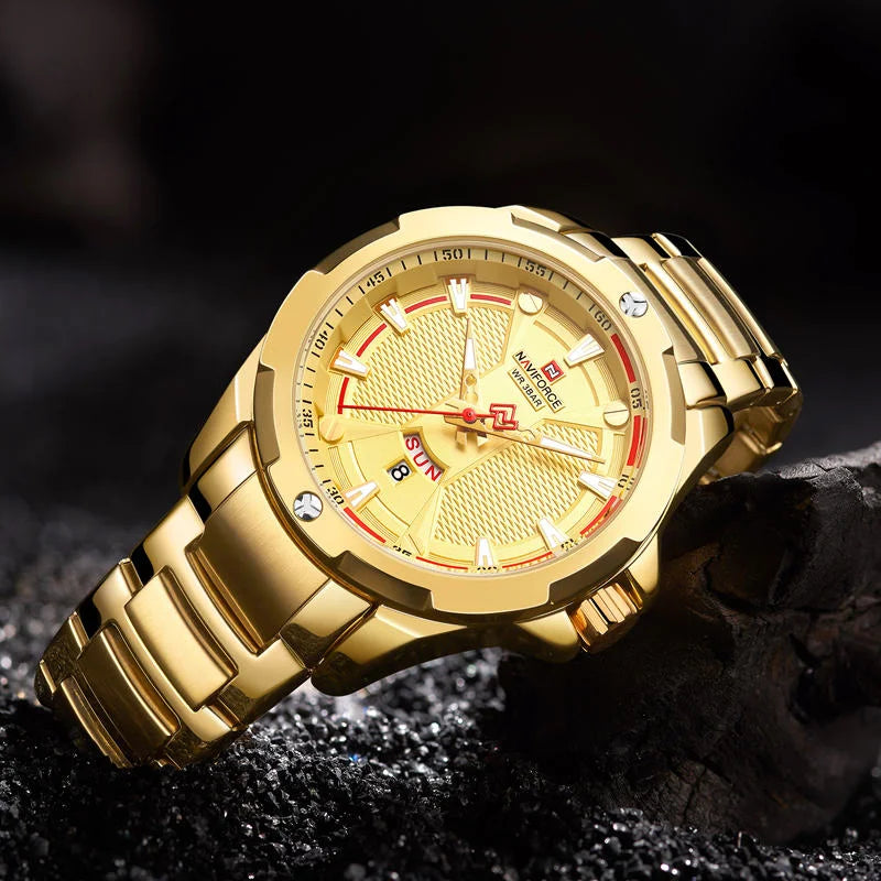 NAVIFORCE Fashion Luxury Gold Watch Men 2022 New Military Sport Quartz Wristwatch Casual Clock Stainless Steel Wateproof Watches